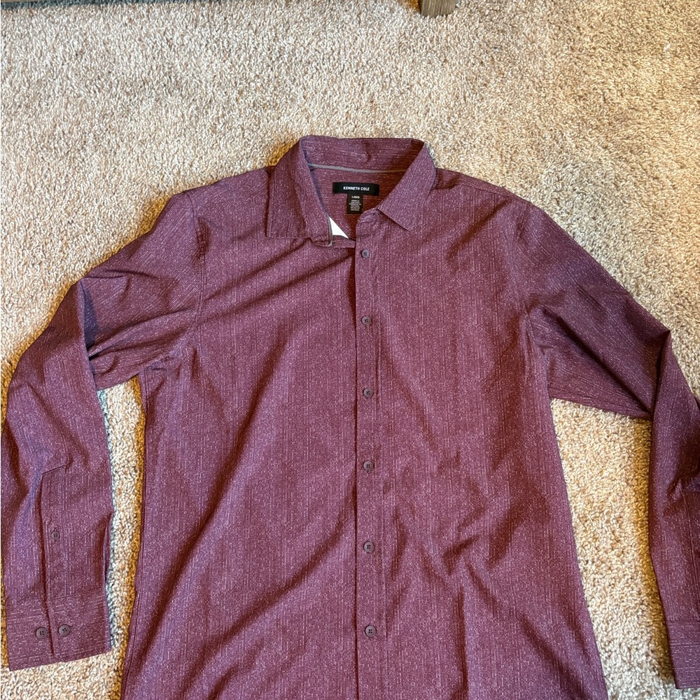 Kenneth Cole Maroon Casual Button-Down Shirt